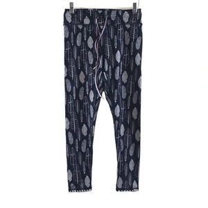 The Upside Blue White Leaf‎ Print Leggings Womens 8 Pull On